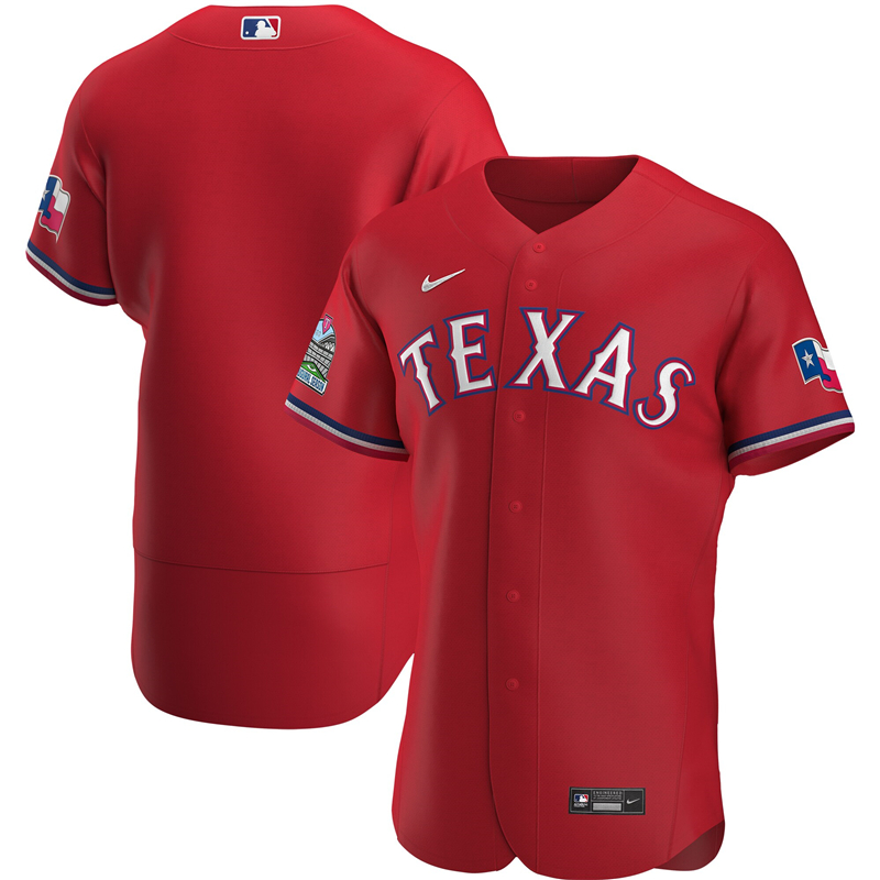 MLB Men Texas Rangers Nike Scarlet Alternate 2020 Authentic Team Jersey